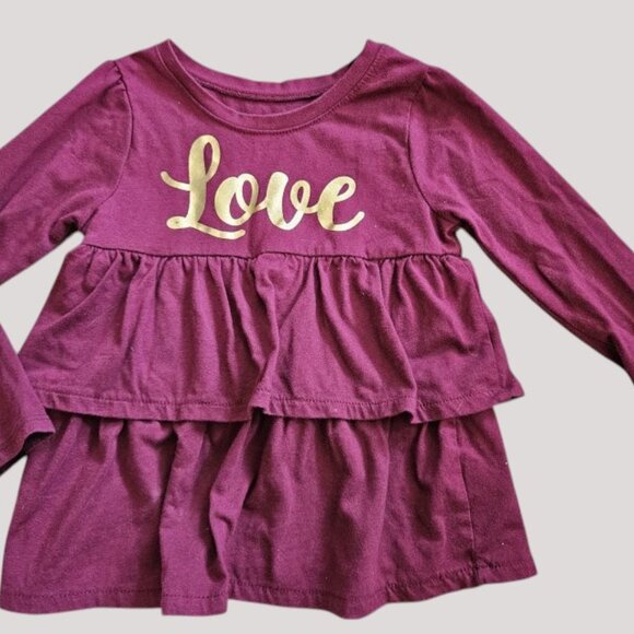 * GARANIMALS Deep Purple Ruffled LOVE Tunic Top Girls Size 3T - Picture 2 of 3